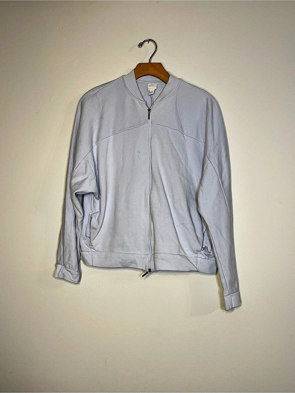 Max Mara Leisure Zip Front Bomber Jacket in Blue Size medium